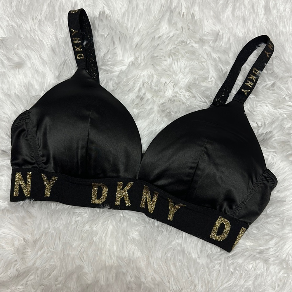 DKNY Black and Gold Padded Bra